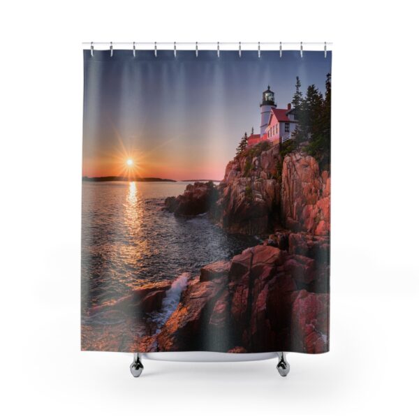 Sunset Bass Harbor Head Lighthouse shower curtain