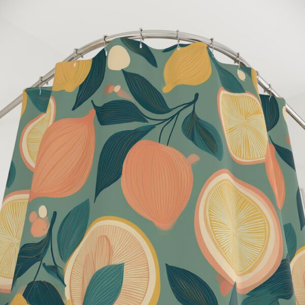 Retro Lemon Geometric Shower Curtains - Image 2