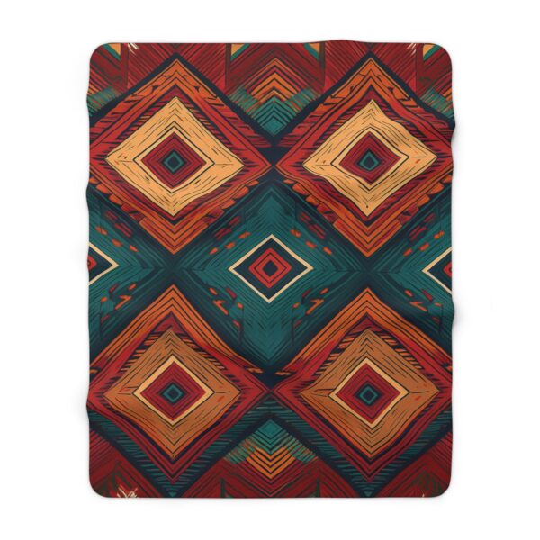 Red and Green Geometric Southwest Throw Blanket - Image 2