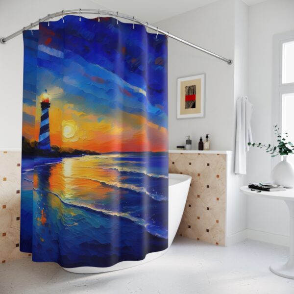 Impressionism Sunset at St. Augustine Lighthouse Shower Curtain - Image 4