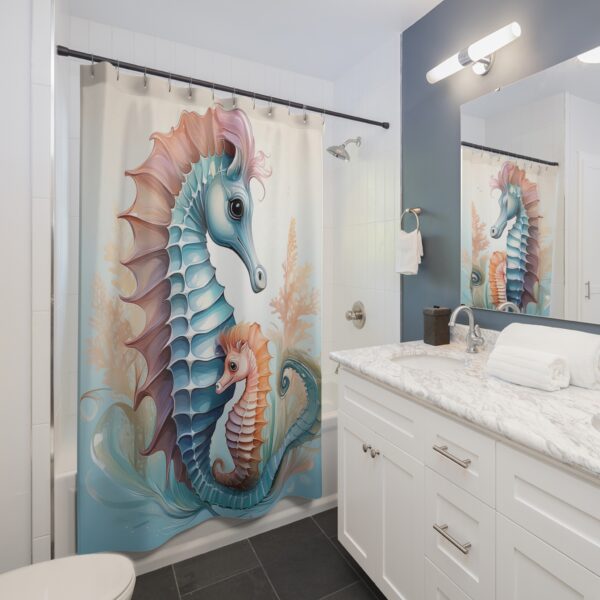 Baby and Parent Seahorse Shower Curtain - Image 4