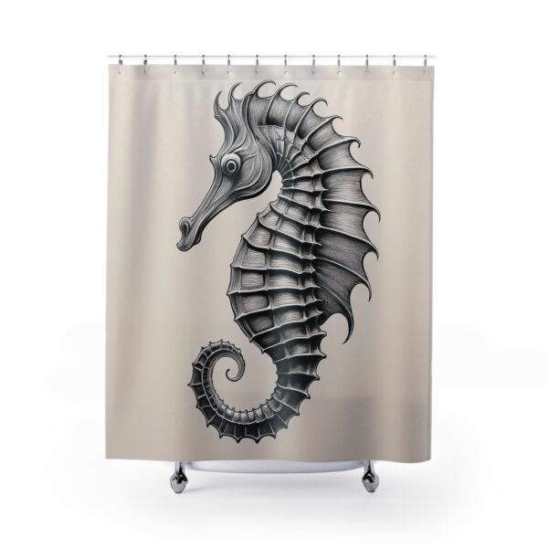 Minimalist Line Art Seahorse Shower Curtain