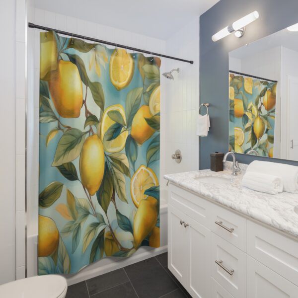 Golden Sun-Kissed Lemons Shower Curtain - Image 3