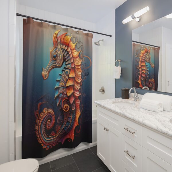 Mandala Seahorse Shower Curtain - Image 3