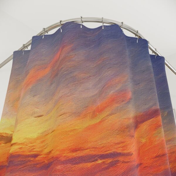 Sunset at Portland Head Light Lighthouse Shower Curtain Impressionism - Image 2