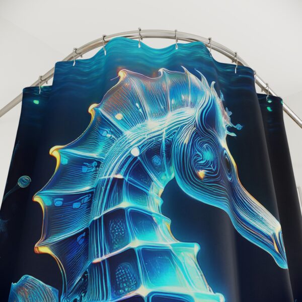 Deep-Sea Bioluminescent Seahorse Shower Curtain - Image 2