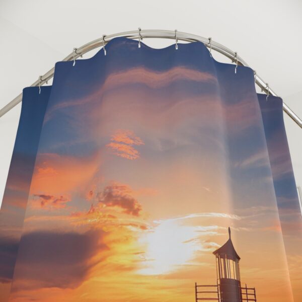 Bohemian Sunrise at Peggy's Cove Lighthouse Shower Curtain - Image 2