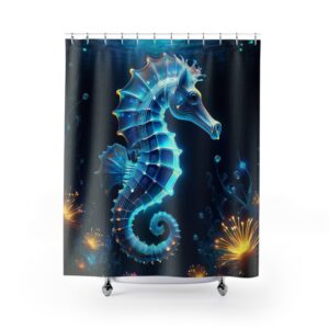 Deep-Sea Bioluminescent Seahorse Shower Curtain