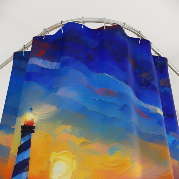 Impressionism Sunset at St. Augustine Lighthouse Shower Curtain - Image 2