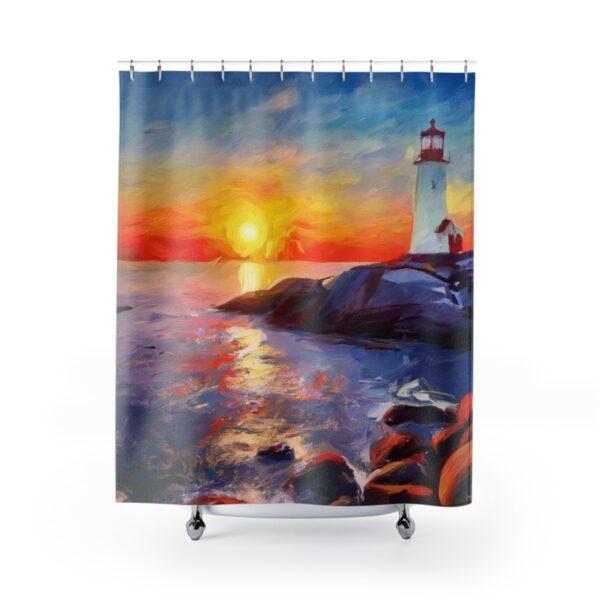 Winter Sunset at Peggy's Cove Lighthouse Shower Curtain Impressionism