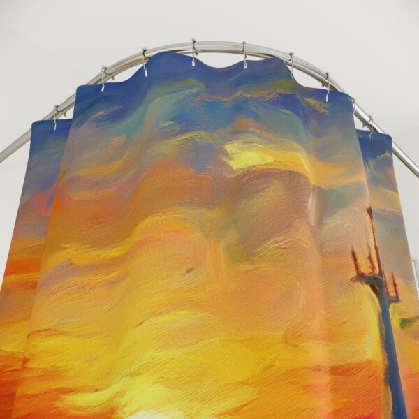 Impressionism Sunset at Peggy's Cove Lighthouse Shower Curtain - Image 2