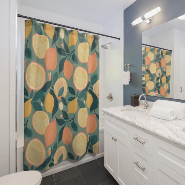 Retro Lemon Geometric Shower Curtains - Image 3