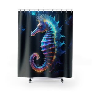 Deep-Sea Bioluminescent Seahorse Shower Curtain