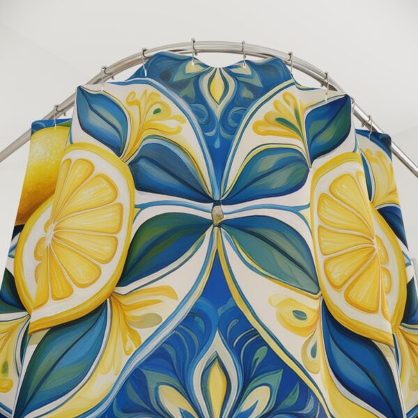 Mediterranean Lemon Tiles Shower Curtains - Image 2