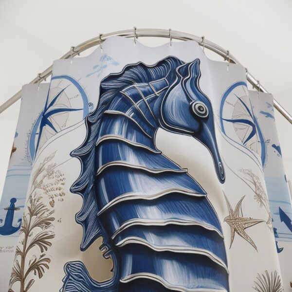 Seahorse with Anchors & Compasses Shower Curtain - Image 2