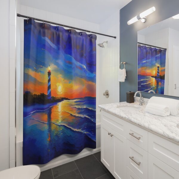 Impressionism Sunset at St. Augustine Lighthouse Shower Curtain - Image 3