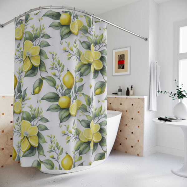 Watercolor Citrus & Floral Shower Curtain - Image 4