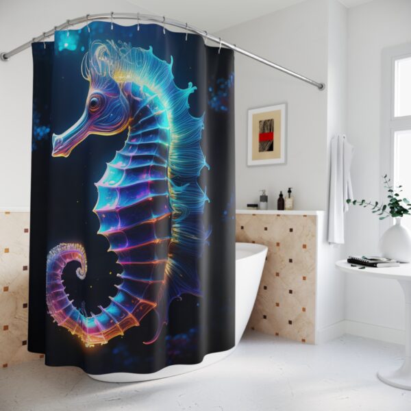 Deep-Sea Bioluminescent Seahorse Shower Curtain - Image 4