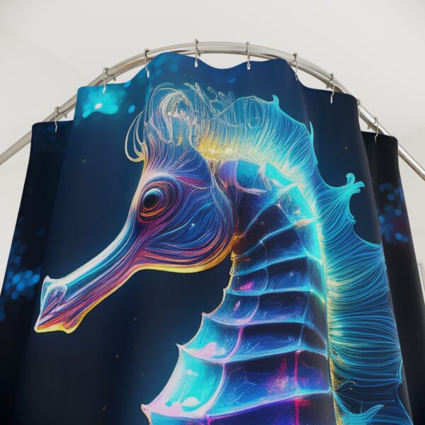 Deep-Sea Bioluminescent Seahorse Shower Curtain - Image 2