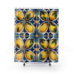 Italian Lemons Tiles Shower Curtains