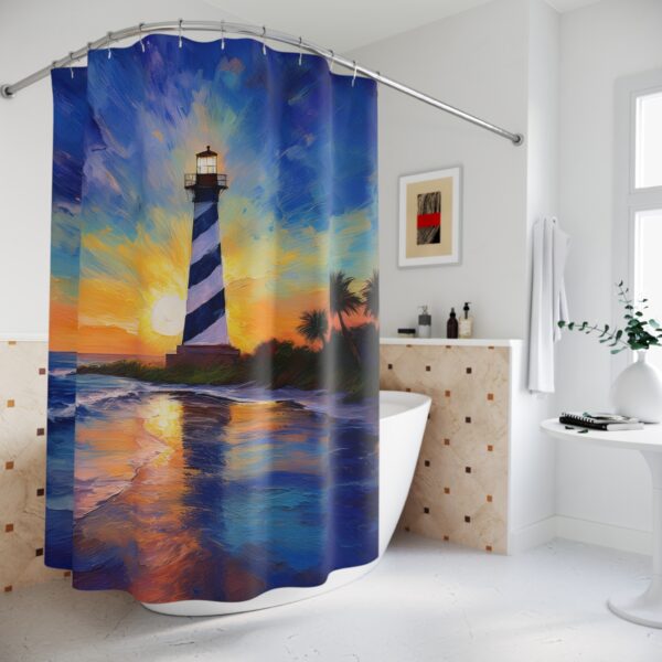 Sunrise Acrylic Paint at St. Augustine Lighthouse Shower Curtain - Image 4