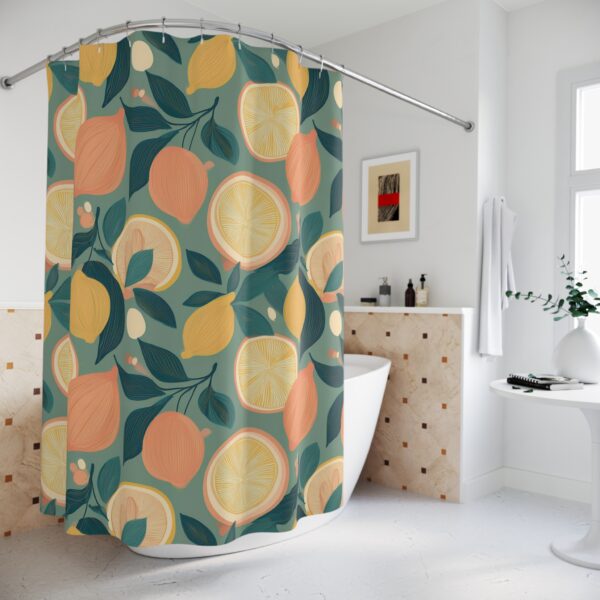 Retro Lemon Geometric Shower Curtains - Image 4