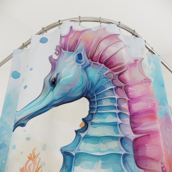 Watercolor Seahorses Shower Curtain - Image 2