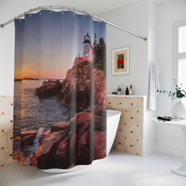 Sunset Bass Harbor Head Lighthouse shower curtain - Image 4