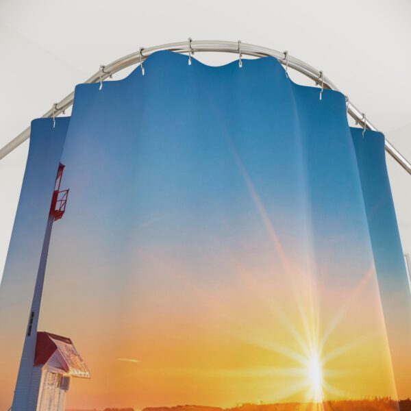 Winter Sunrise at Peggy's Cove Lighthouse Shower Curtain - Image 2