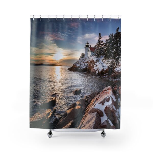 Winter Sunrise  Bass Harbor Head Lighthouse Shower Curtain