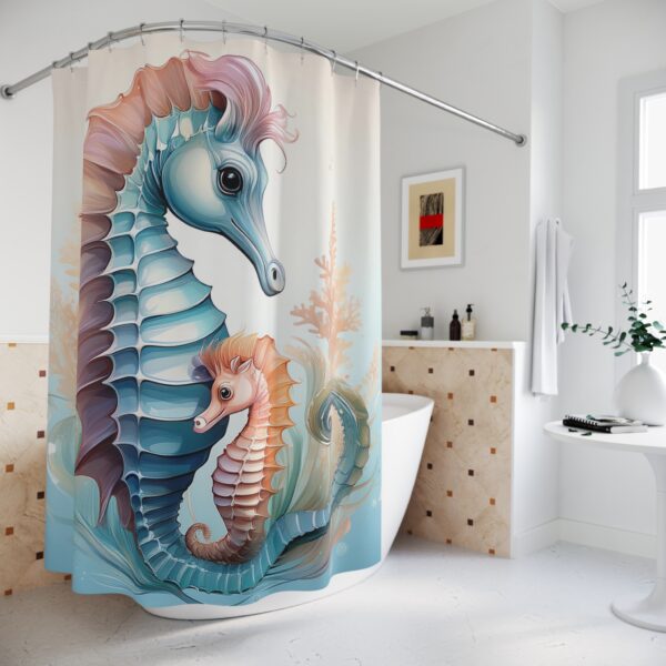 Baby and Parent Seahorse Shower Curtain