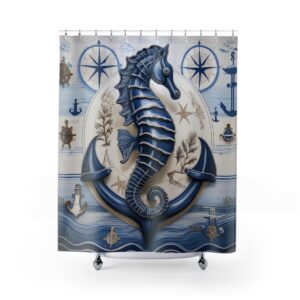 Seahorse with Anchors & Compasses Shower Curtain