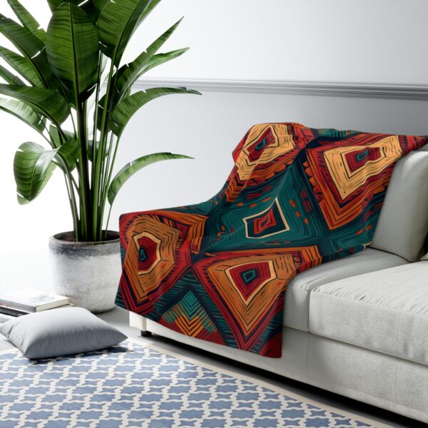 Red and Green Geometric Southwest Throw Blanket - Image 7