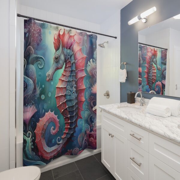 Mystical Seahorse Shower Curtain - Image 3