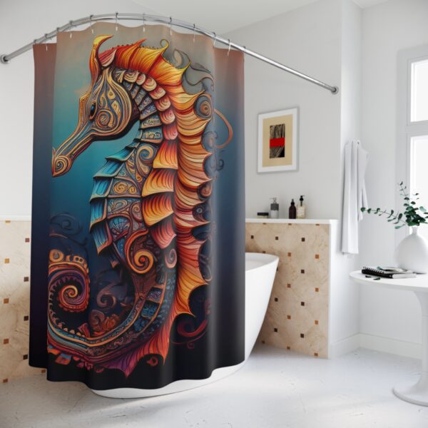 Mandala Seahorse Shower Curtain - Image 4