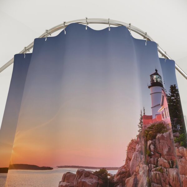 Sunset Bass Harbor Head Lighthouse shower curtain - Image 2