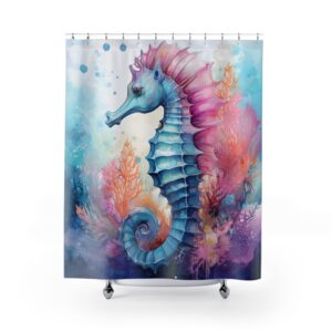 Watercolor Seahorses Shower Curtain