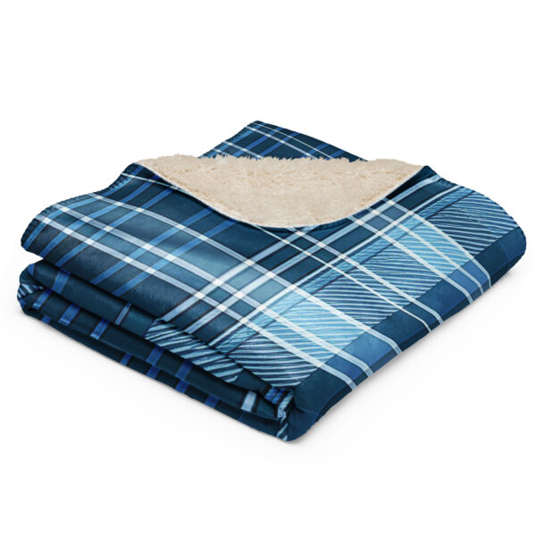 Blue Sherpa Plaid Throw Blanket - Image 5